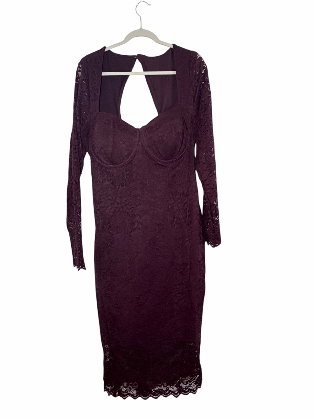 TA3 Seamed Lushy Long Sleeve Lace Midi Dress VIRAL Lace Garnet Size 3XL NWT $298 - Picture 5 of 8